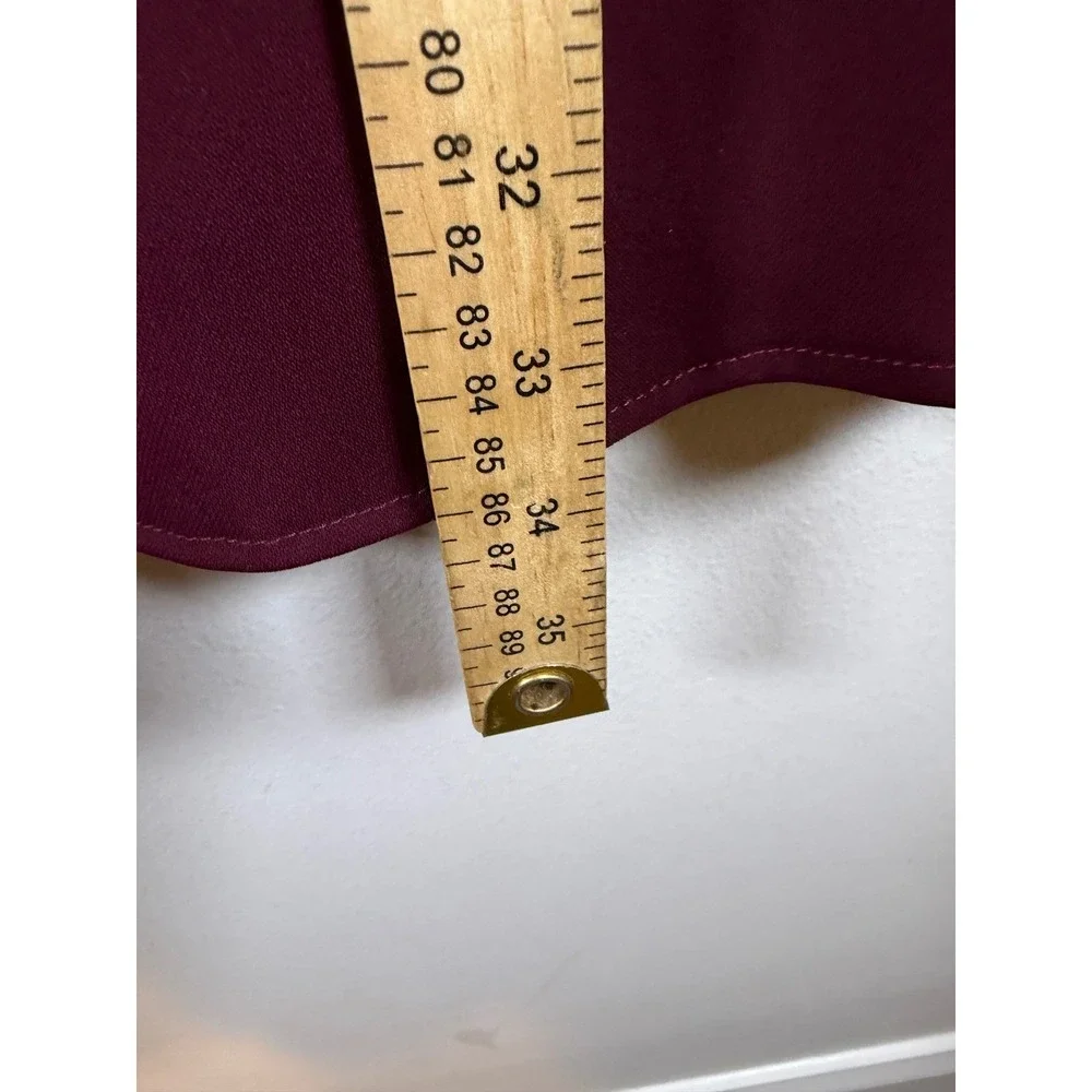 Amanda Uprichard Womens Shift Dress V-Neck 3/4 Sleeve Burgundy Size L